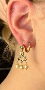 Design set 14k gouden parel dames oorbellen waaier vintage, Sieraden, Tassen en Uiterlijk, Oorbellen, Hangers, Voordeelsieraden