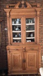 Antieke Franse Vitrinekast vintage massief eiken, Huis en Inrichting, Ophalen, Gebruikt, Frans, 100 tot 150 cm