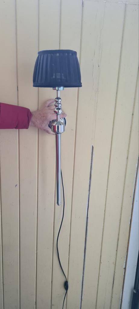 Vintage Wandlamp met Zwarte Kap, Ophalen of Verzenden, Gebruikt, Stof, Vintage
