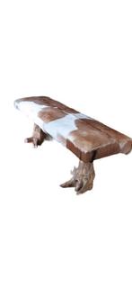Bank geitenleer met boomstam onderstel 140 x 40 x 48, Huis en Inrichting, Banken | Voetenbanken en Poefen, Ophalen, Minder dan 50 cm
