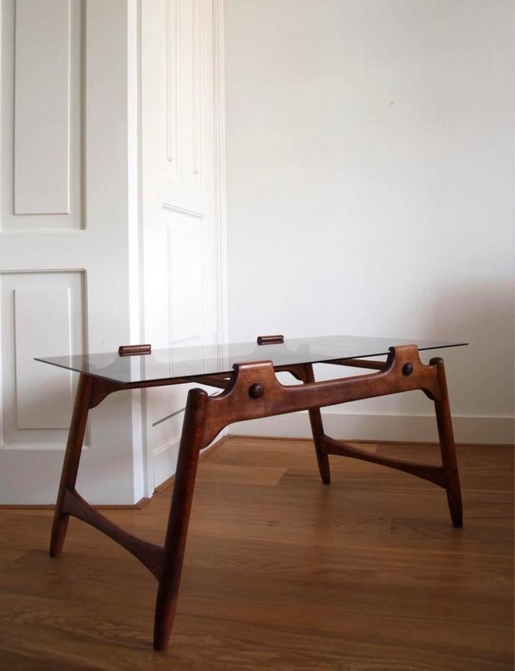 Gerestaureerde 1960 salontafel (zonder glas!), Huis en Inrichting, Tafels | Sidetables, 50 tot 75 cm, Rechthoekig, Teakhout, Overige houtsoorten