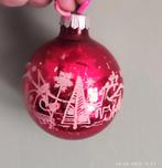 Hand geblazen Shiny Brite kerstbal rood met wit sneeuw, Diversen, Kerst, Ophalen, Gebruikt