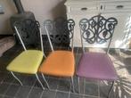 6 leuke stoelen Morex Italië, Huis en Inrichting, Stoelen, Gebruikt, Overige kleuren, Ophalen of Verzenden, Metaal