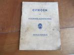 Instructieboek Citroen Traction Avant 11 Sport, 11 1949, Ophalen of Verzenden