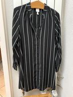 H&M lange zwarte blouse met wit/donkergroene strepen maat 36, H&M, Zwart, Ophalen of Verzenden, Zo goed als nieuw