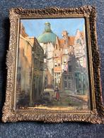 Olieverf W v d Burch straat beeld Amsterdam, Antiek en Kunst, Ophalen of Verzenden
