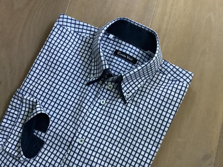 Overhemd maat XL  van CLAUDE VIGO, Kleding | Heren, Overhemden, Zo goed als nieuw, Halswijdte 43/44 (XL), Blauw, Verzenden