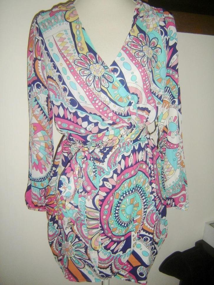 LEUK en MOOI jurkje met trendy kleurenprint mt. S - nieuw!, Kleding | Dames, Jurken, Nieuw, Maat 36 (S), Overige kleuren, Boven de knie