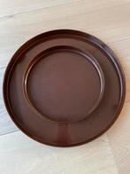 Vintage dienbladen donkerbruin, Ophalen of Verzenden, Gebruikt, Rond, Overige materialen