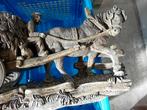 Vintage paard en wagen met boer en kind., Antiek en Kunst, Ophalen of Verzenden