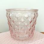 vintage BLOEMPOT roze glas plant pot glazen plantenpot retro, Overige materialen, Gebruikt, Rond, Binnen