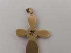Gouden hanger kruisje met bloedkoraal                     G4, Gebruikt, ., Ophalen of Verzenden, .