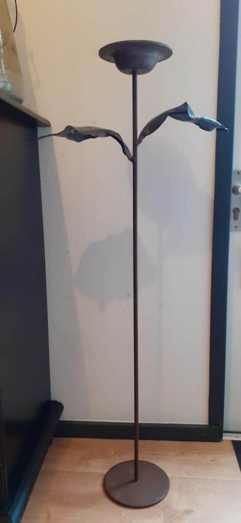 Vloer kandelaar 1 meter roestbruin met tinnen bladeren !, Huis en Inrichting, Woonaccessoires | Kandelaars en Kaarsen, Nieuw, Kandelaar