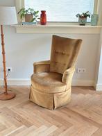 Vintage fauteuil cocktail stoel jaren 50/60 okergeel stof, Huis en Inrichting, Fauteuils, Ophalen, Gebruikt, Vintage, 75 tot 100 cm