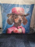 Decoratie dieren kussen hond / teckel, Ophalen of Verzenden, Nieuw, Blauw, Vierkant