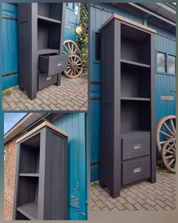 NIEUW! Boekenkast mat zwart deels gezandstraald ️, Huis en Inrichting, Kasten | Boekenkasten, Nieuw, 50 tot 100 cm, 200 cm of meer