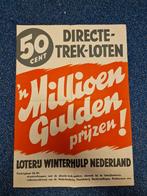 Winterhulp Nederland lotterij reclame ''Miljoen gulden" 1943, Verzamelen, Militaria | Tweede Wereldoorlog, Ophalen of Verzenden