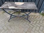 Hardstenen Tafeltje met Metalen Onderstel, Huis en Inrichting, Tafels | Eettafels, Ophalen, Gebruikt, 100 tot 150 cm, Tot twee personen