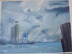 Zeehaven olieverf,, Antiek en Kunst, Ophalen of Verzenden