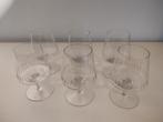 cognac glazen KRISTAL vintage puntgaaf 6 stuks, Antiek en Kunst, Antiek | Glas en Kristal, Ophalen of Verzenden
