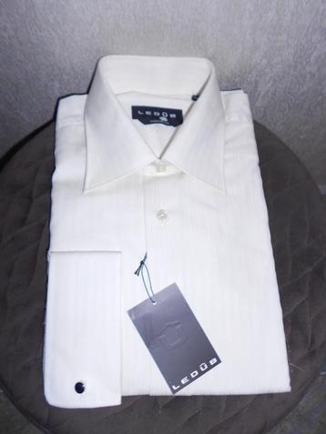 Ledub overhemd  maat 39 dubbele manchet ivoor wit Nieuw beschikbaar voor biedingen