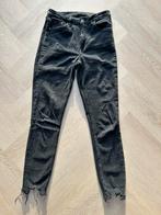 H&M skinny highwaiste ankle jeans 28 donkergrijs destroyed, Grijs, W28 - W29 (confectie 36), H&M, Ophalen of Verzenden