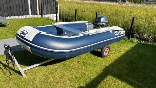 Rubberboot 8 pk Motor + Handtrailer + Accessoires, Watersport en Boten, Rubberboten, Zo goed als nieuw, Yamaha, Aluminium, Minder dan 70 pk