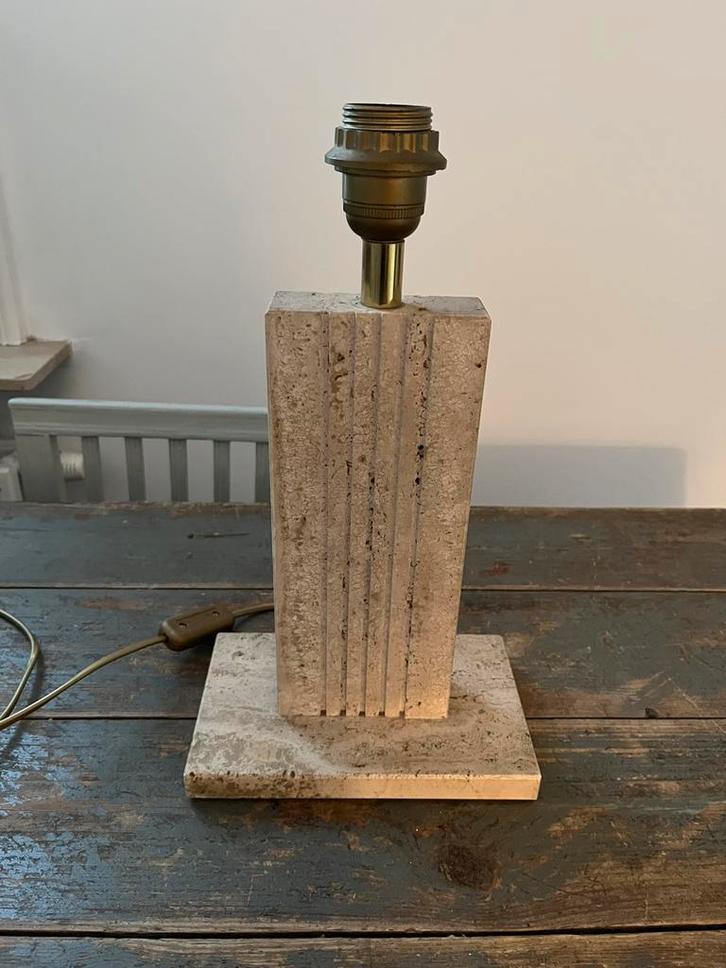 AUTHENTIEKE VINTAGE LAMP LAMPENVOET TRAVERTIJN BELINO, Huis en Inrichting, Lampen | Tafellampen, Zo goed als nieuw, Minder dan 50 cm