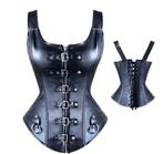 Bovenborst korset van imitatieleer met rits - maat 48-50, Kleding | Dames, Ophalen of Verzenden, Zwart, Body of Korset