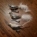 3 zilverkleurige kerstboomhangers vogels met klemmentje., Diversen, Kerst, Ophalen of Verzenden