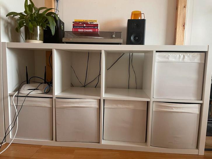 Witte Ikea Kallax kast 4x2 - 77x147cm, Huis en Inrichting, Kasten | Boekenkasten, Gebruikt, 100 tot 150 cm, 25 tot 50 cm, Met plank(en)