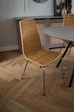 4 eetkamerstoelen rotan/ rvs | Vintage Ikea Linus, Ophalen, Bruin, Zo goed als nieuw, Vier