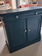 Brocante kast oude meidenkast Biedermeier kast diepblauw, Antiek en Kunst, Curiosa en Brocante, Ophalen