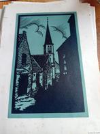 Slopje te Zandvoort lino snede 1935, Antiek en Kunst, Kunst | Litho's en Zeefdrukken, Ophalen of Verzenden