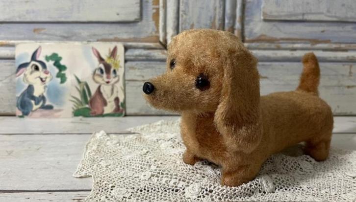 Vintage bewegende pluche teckel, Antiek en Kunst, Antiek | Speelgoed, Ophalen of Verzenden