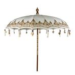 Oosterse crème kleurige parasol met gouden versiering, Nieuw, Stokparasol, Ophalen