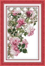 # Nieuw, compleet borduurpakket; Pink roses #, Ophalen of Verzenden, Nieuw, Handborduren, Borduurpakket