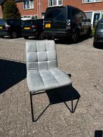 Eettafel stoelen, set van 4, grijze stof, zwart frame, Huis en Inrichting, Stoelen, Ophalen, Grijs, Stof