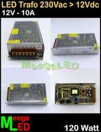 LED Trafo Voeding Adapter Driver - 230V > 12V - 10A = 120W, Ophalen of Verzenden, Nieuw, LEDtrafo