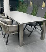 Tuintafel grijs trespa blad met rvs poten240x100x75, Ophalen, Zo goed als nieuw, Rechthoekig, Overige materialen