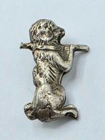 Antieke Zilveren Broche Hondje, Verzenden, Zilver, Broche