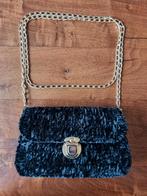 Zwart geborduurd chenille tasje, Ophalen of Verzenden, Nieuw, Zwart, Schoudertasje