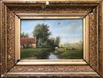 Olieverf schilderij N.van Borselen 27x18 met lijst, Ophalen of Verzenden