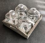 Dienblad met 4 vaasjes, 22x22cm, Ophalen of Verzenden, Zo goed als nieuw