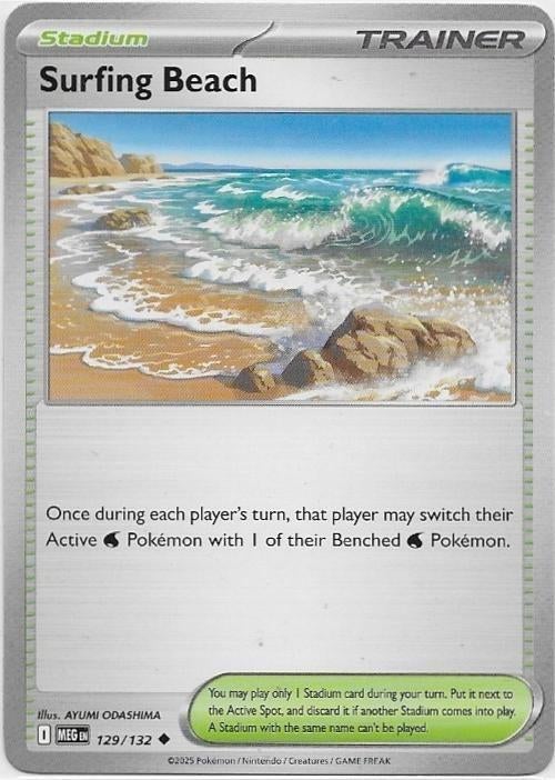 Mega Evolution,  Surfing Beach [uncommon] 129/132, Ophalen of Verzenden, Nieuw, Losse kaart