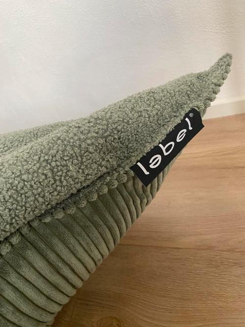 Lebel zitzak teddy/ribstof, Huis en Inrichting, Zitzakken, Zo goed als nieuw, Groen, Ophalen