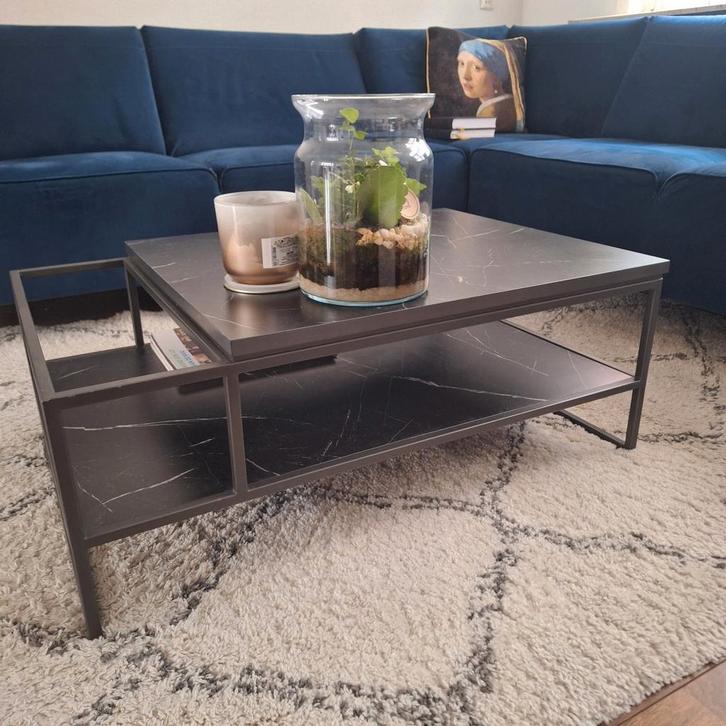 Stijlvolle salontafel met marmerlook, Huis en Inrichting, Tafels | Salontafels, Gebruikt, Minder dan 50 cm, 50 tot 100 cm, 50 tot 100 cm