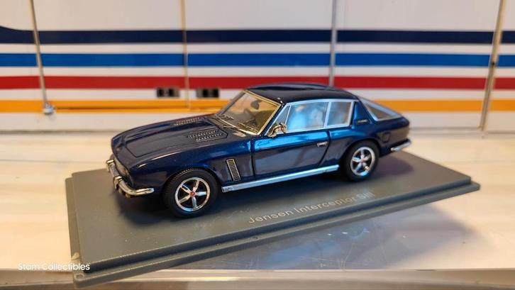 Neo Scale Models Jensen Interceptor SIII Dark Blue, Hobby en Vrije tijd, Modelauto's | 1:43, Gebruikt, Auto, Overige merken, Ophalen of Verzenden
