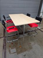 Retro, vintage eettafel met 4 stoelen, Huis en Inrichting, Tafels | Eettafels, Ophalen, Gebruikt, Rechthoekig, 50 tot 100 cm