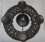Metalen kandelaar voor 4 kaarsen, ronde krans. Kerstmis, Huis en Inrichting, Gebruikt, Zwart, Ophalen of Verzenden, Metaal